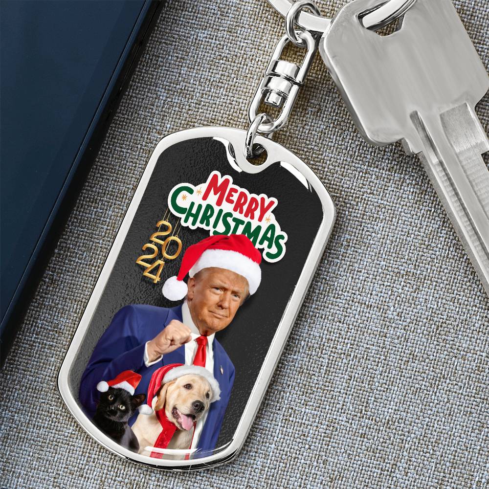 Santa Trump 2024 Dog Tag Keychain