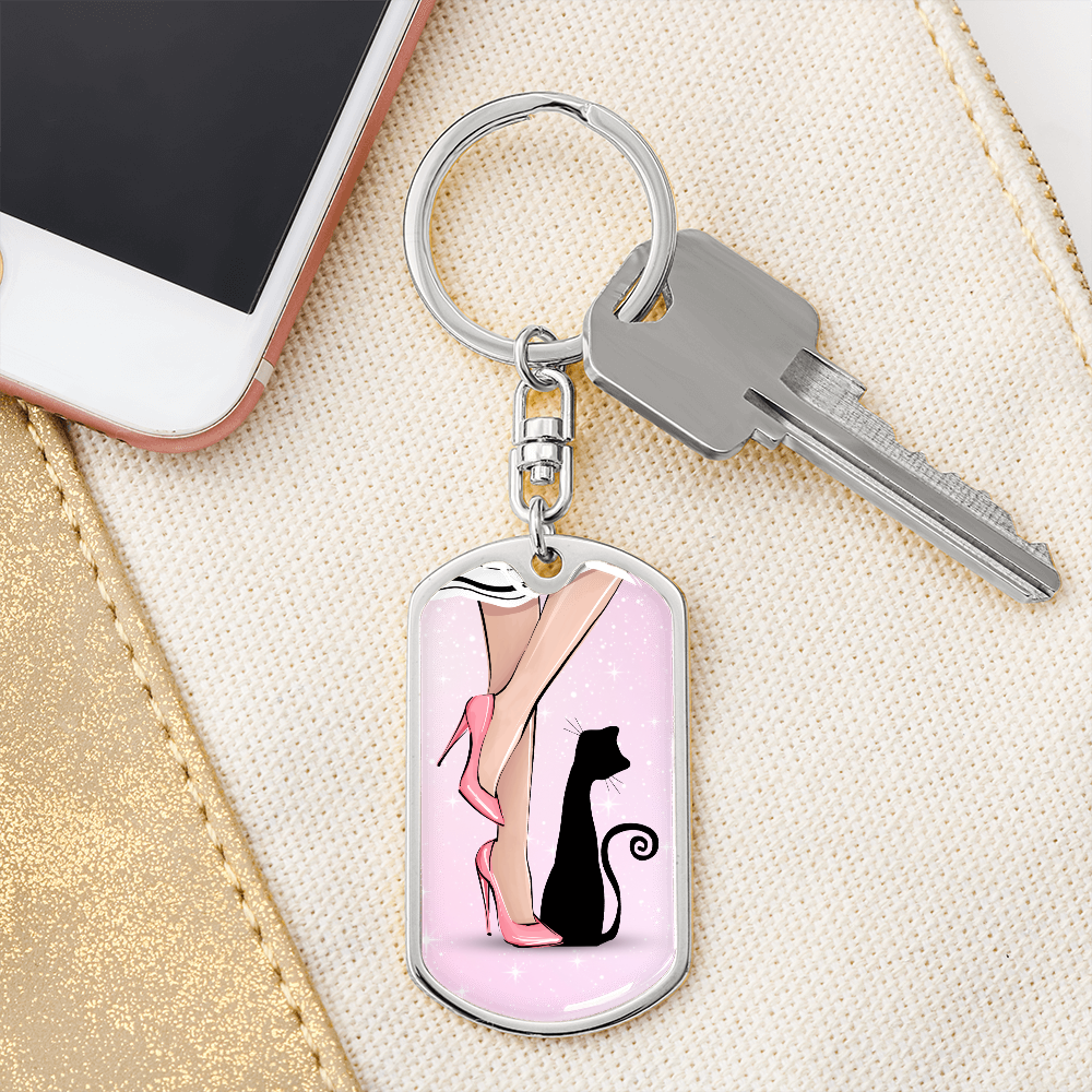 Pink Cat Lady Legs Keychain