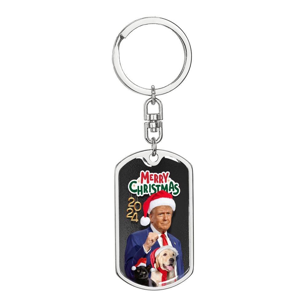 Santa Trump 2024 Dog Tag Keychain