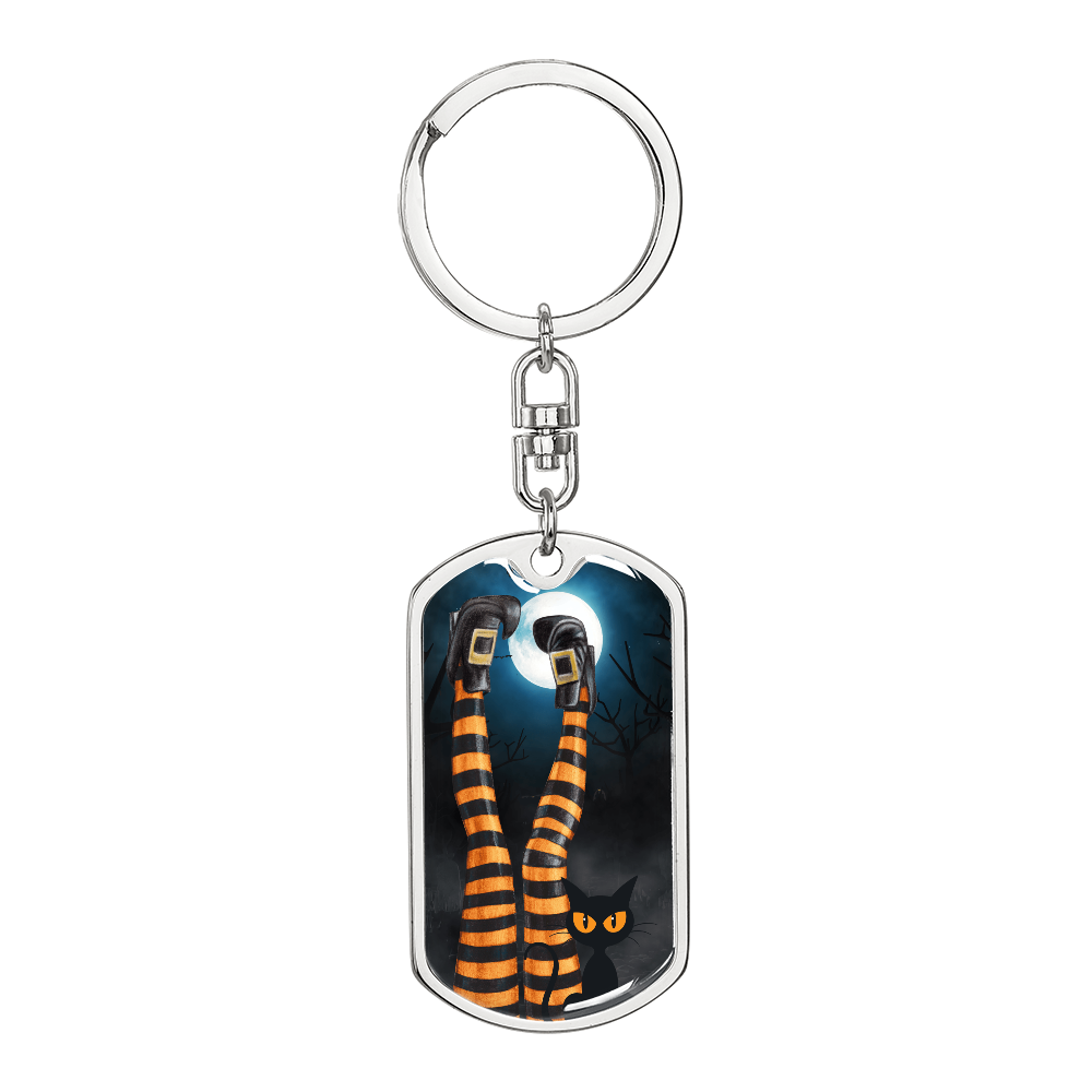 Witchy Cat Lady Legs Keychain