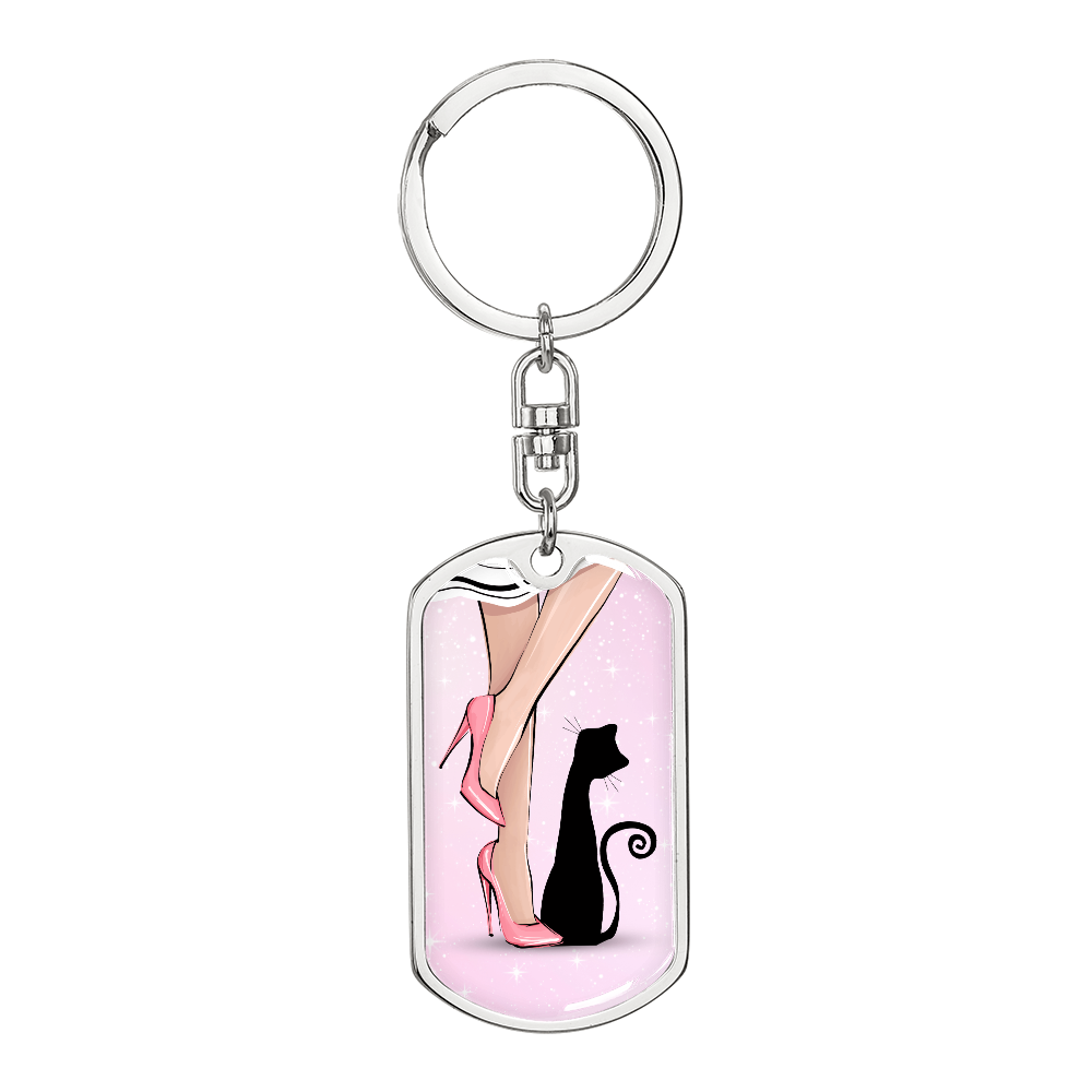 Pink Cat Lady Legs Keychain