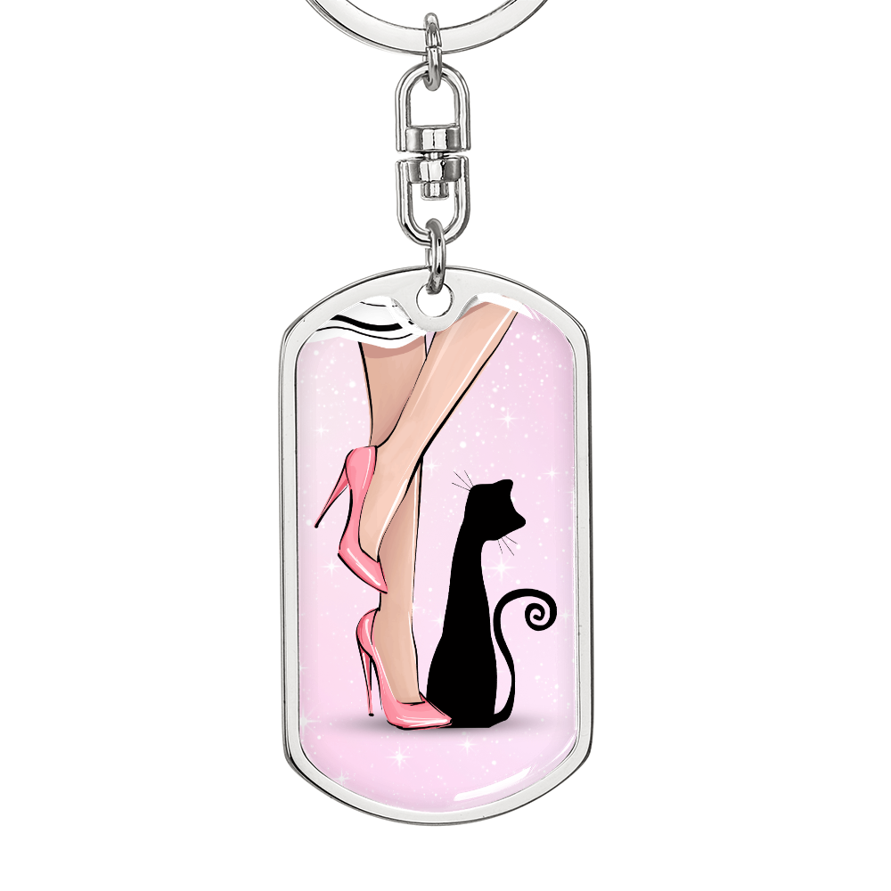Pink Cat Lady Legs Keychain