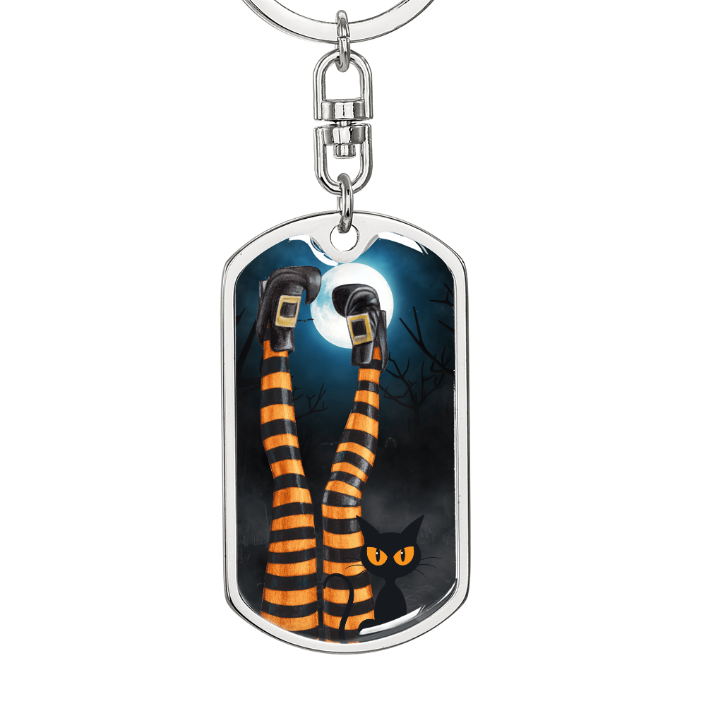 Witchy Cat Lady Legs Keychain