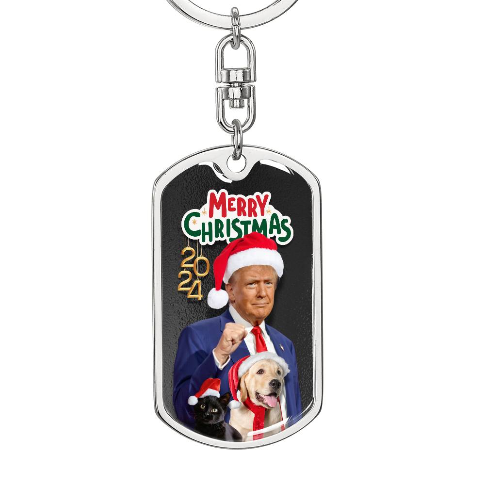 Santa Trump 2024 Dog Tag Keychain