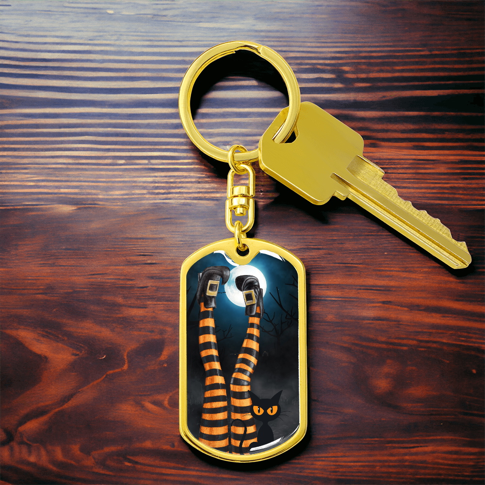 Witchy Cat Lady Legs Keychain