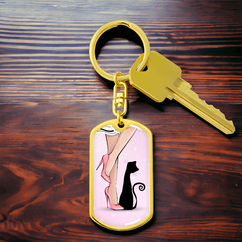 Pink Cat Lady Legs Keychain