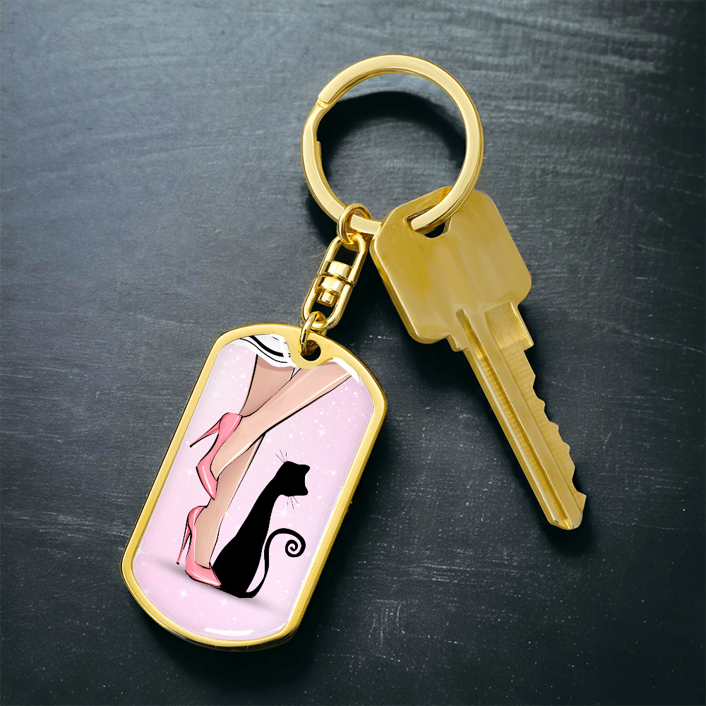 Pink Cat Lady Legs Keychain