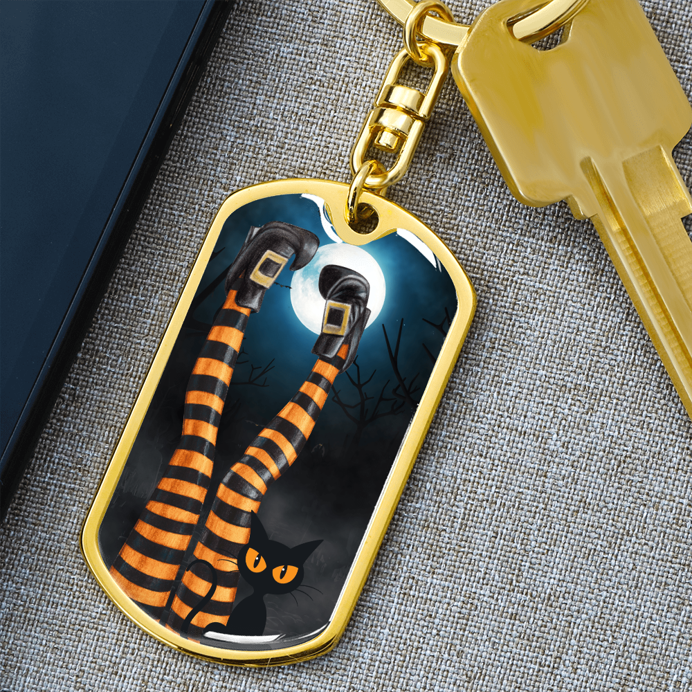 Witchy Cat Lady Legs Keychain