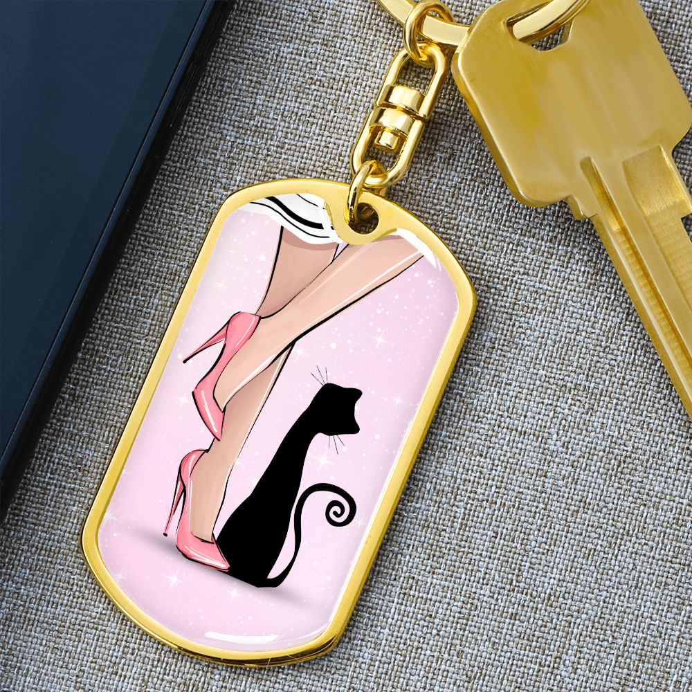 Pink Cat Lady Legs Keychain