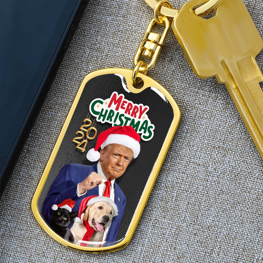 Santa Trump 2024 Dog Tag Keychain