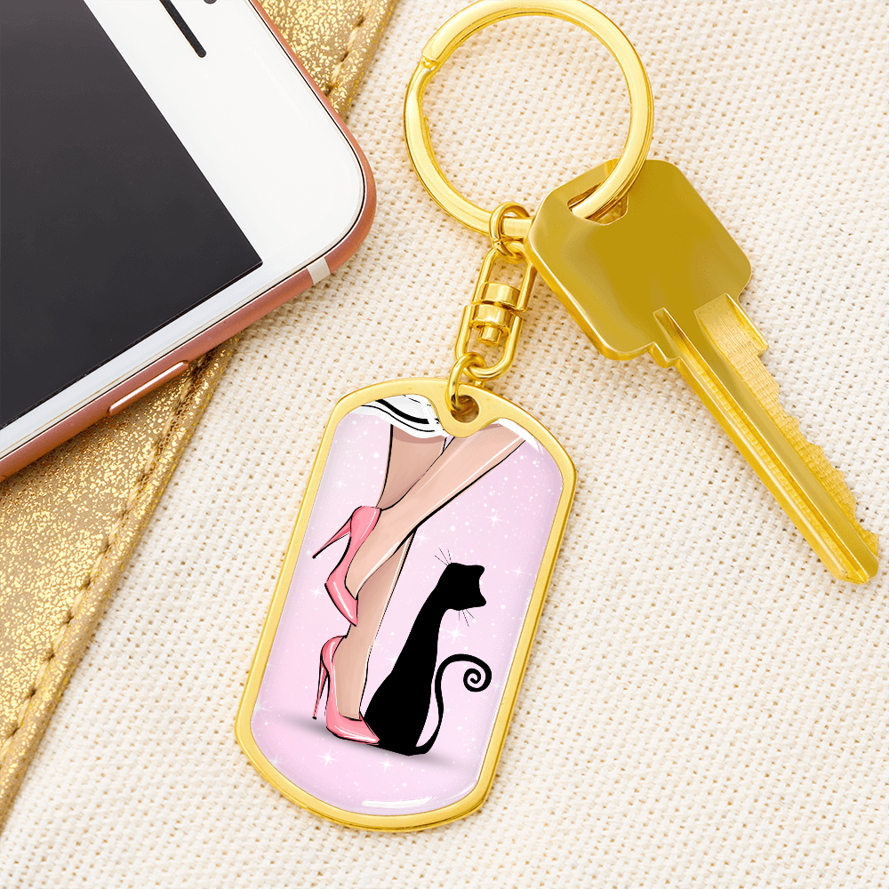Pink Cat Lady Legs Keychain