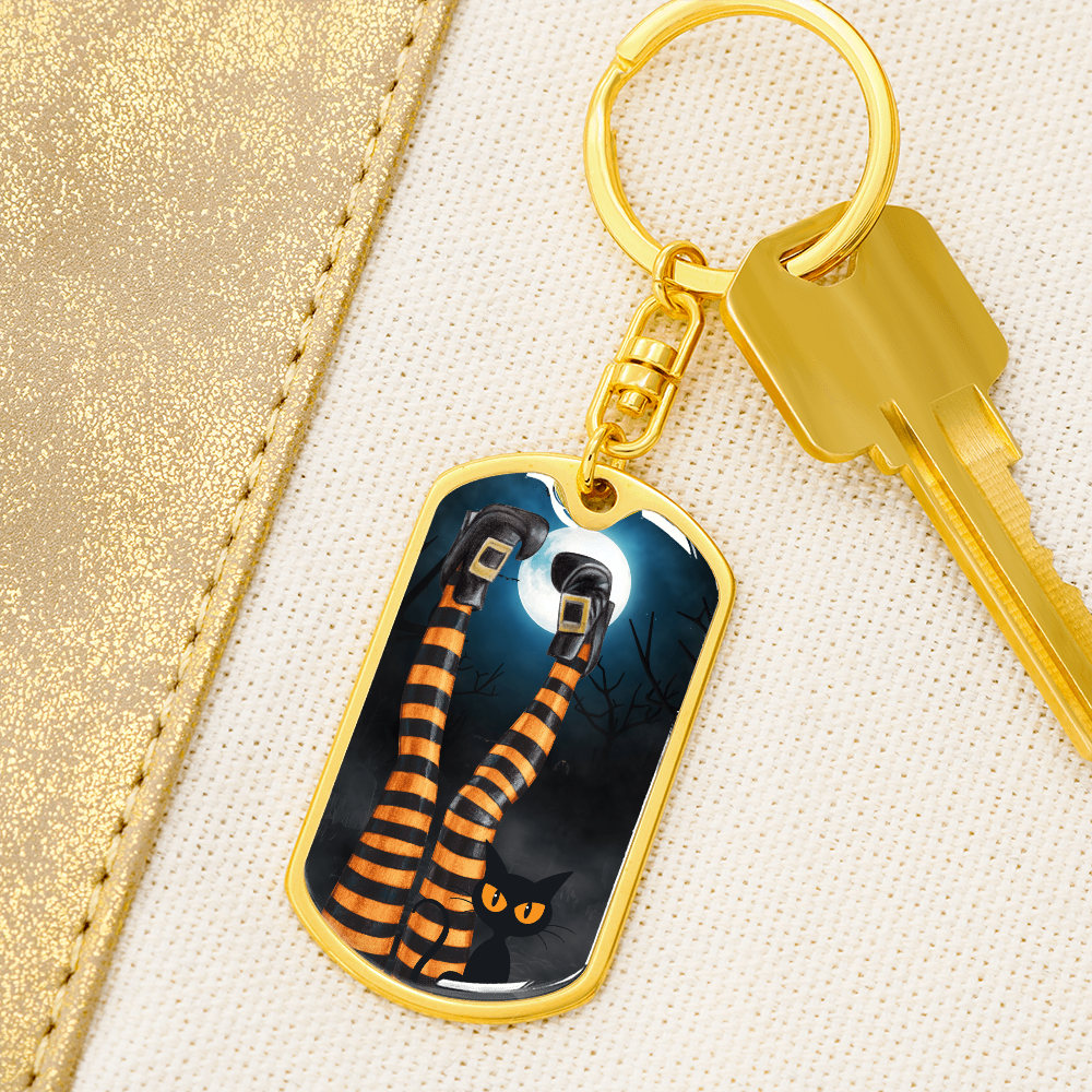 Witchy Cat Lady Legs Keychain