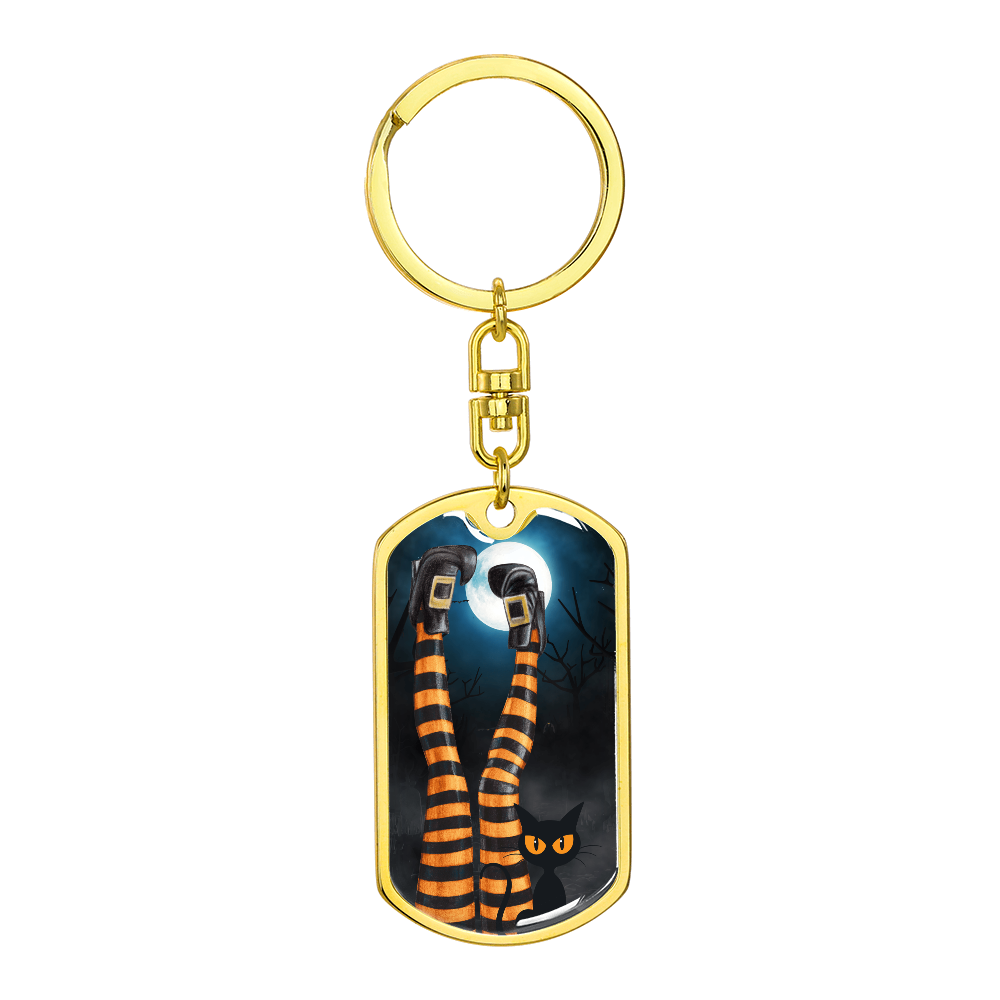 Witchy Cat Lady Legs Keychain