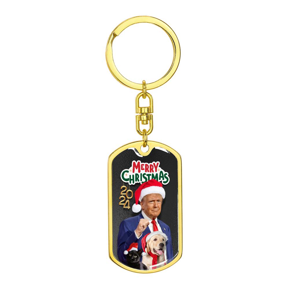 Santa Trump 2024 Dog Tag Keychain