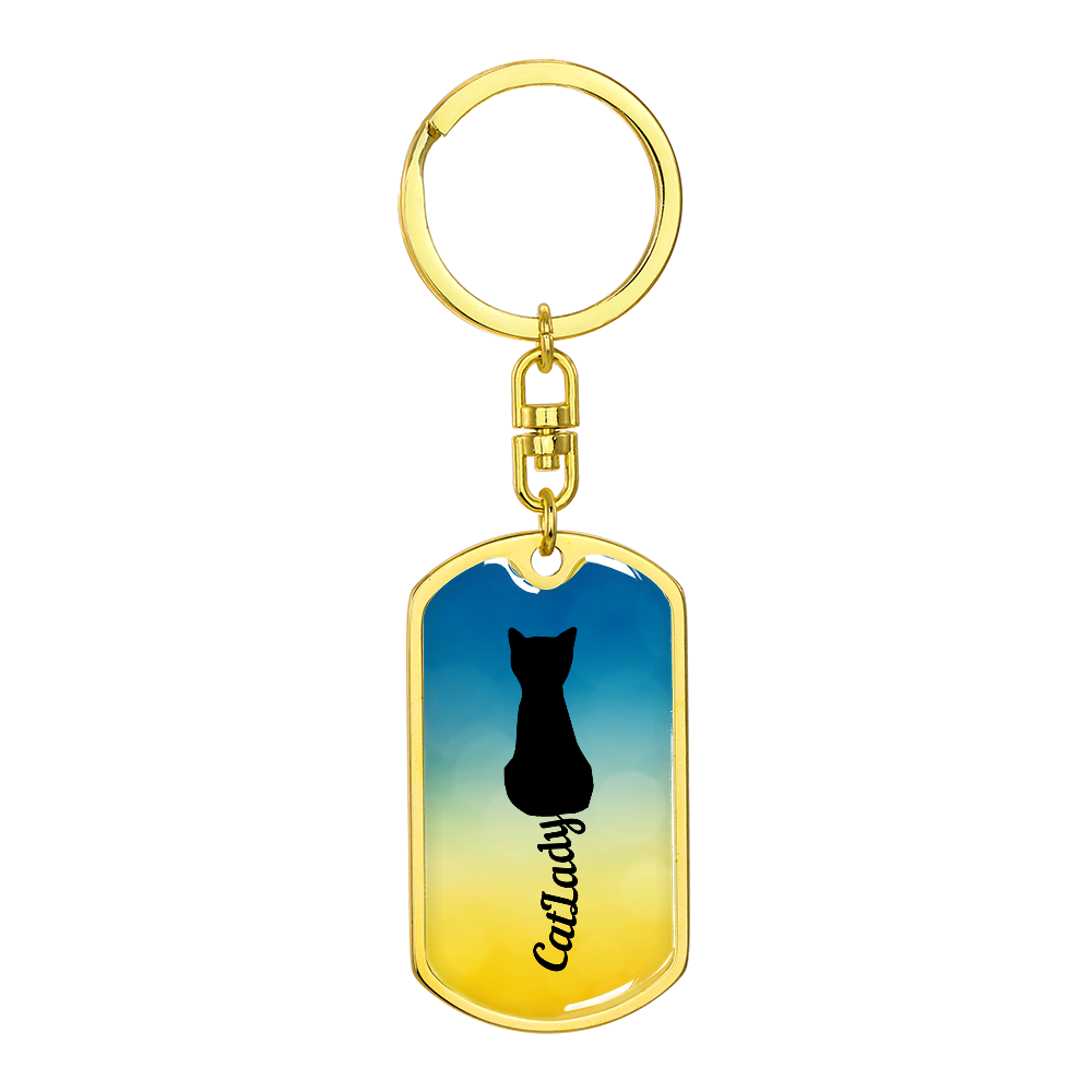 Cursive Tail Cat Lady Keychain
