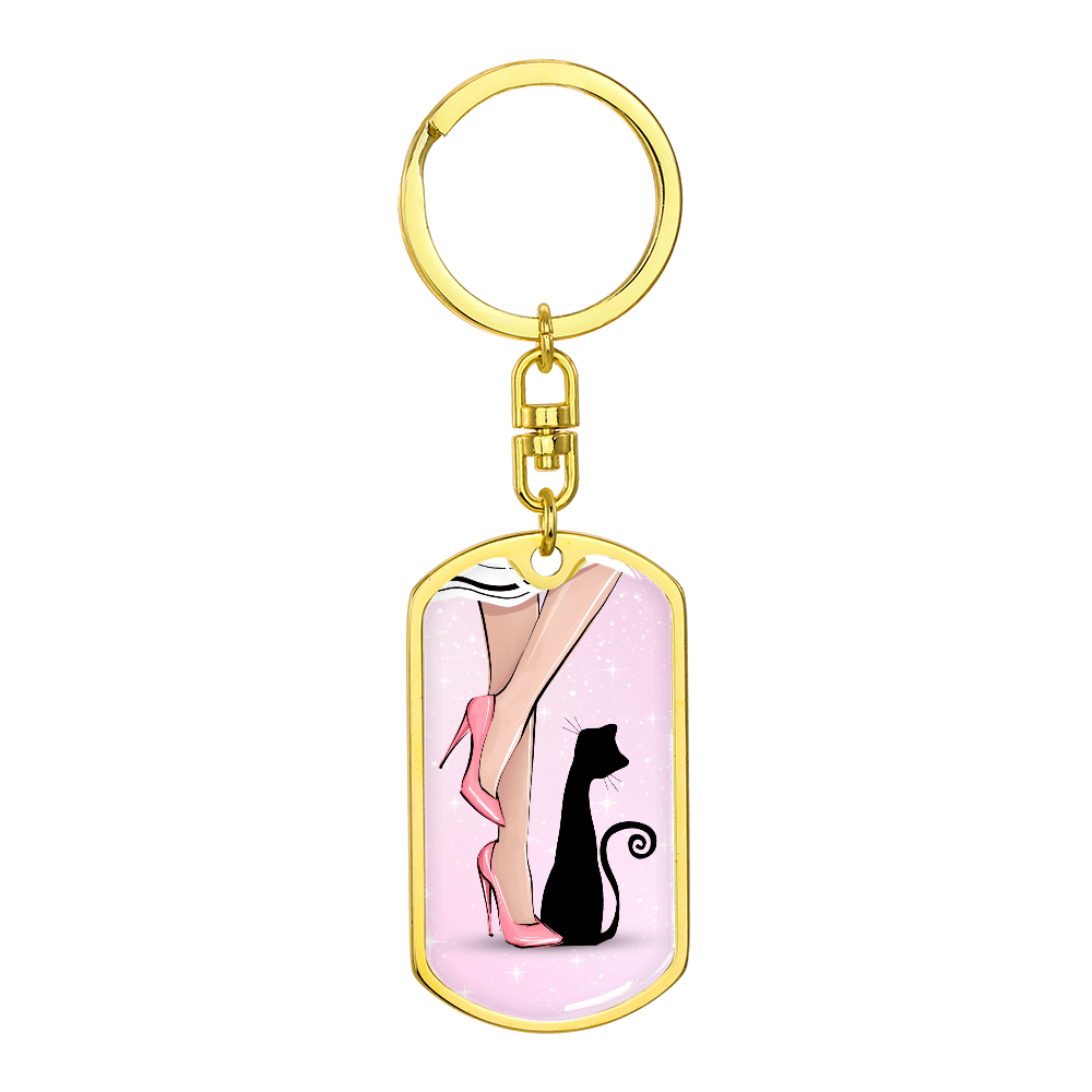 Pink Cat Lady Legs Keychain