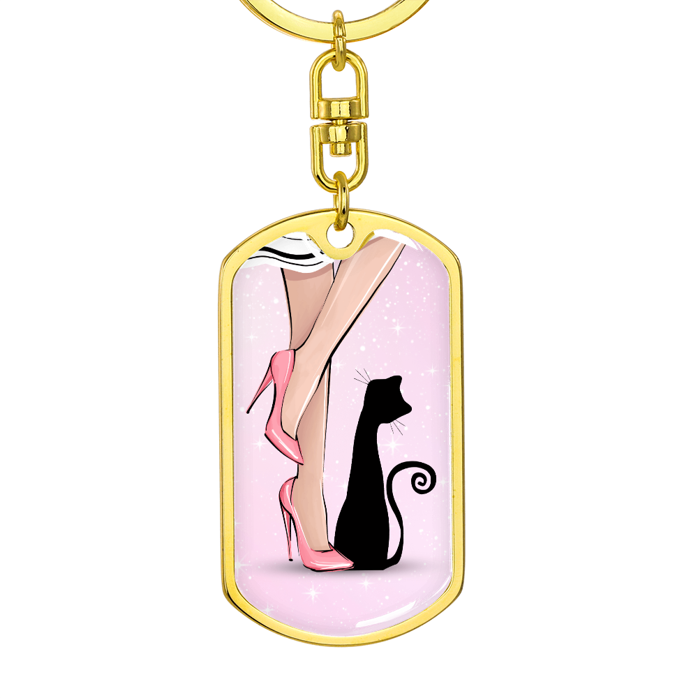 Pink Cat Lady Legs Keychain