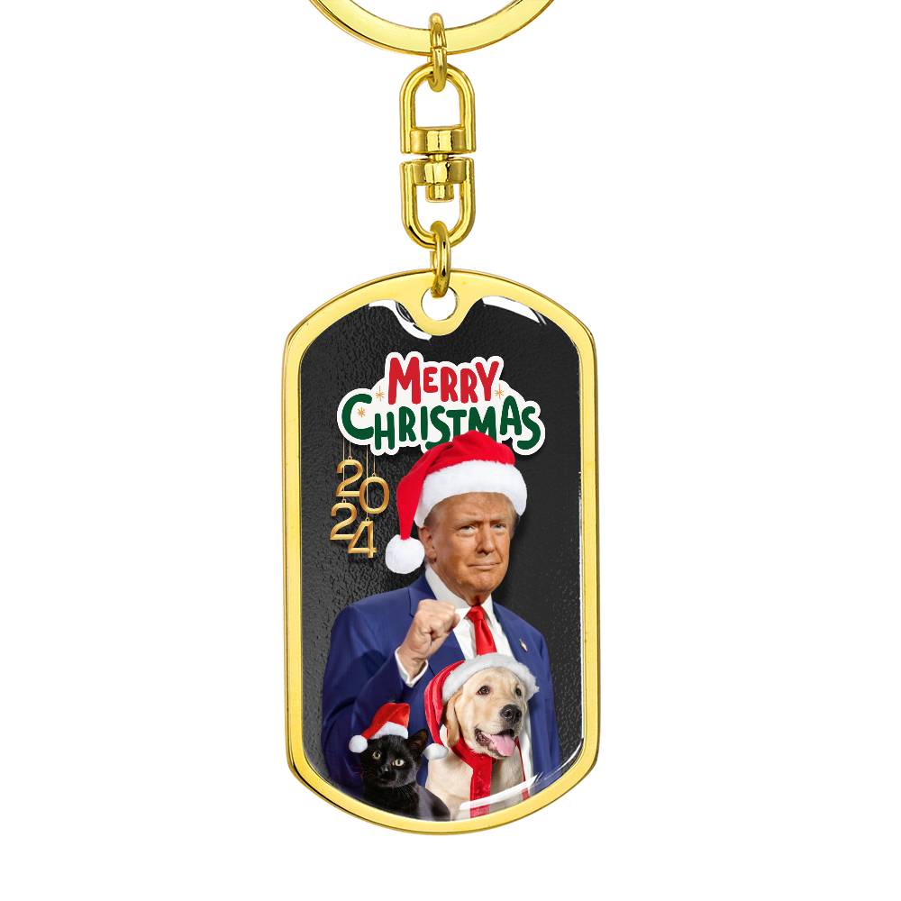 Santa Trump 2024 Dog Tag Keychain