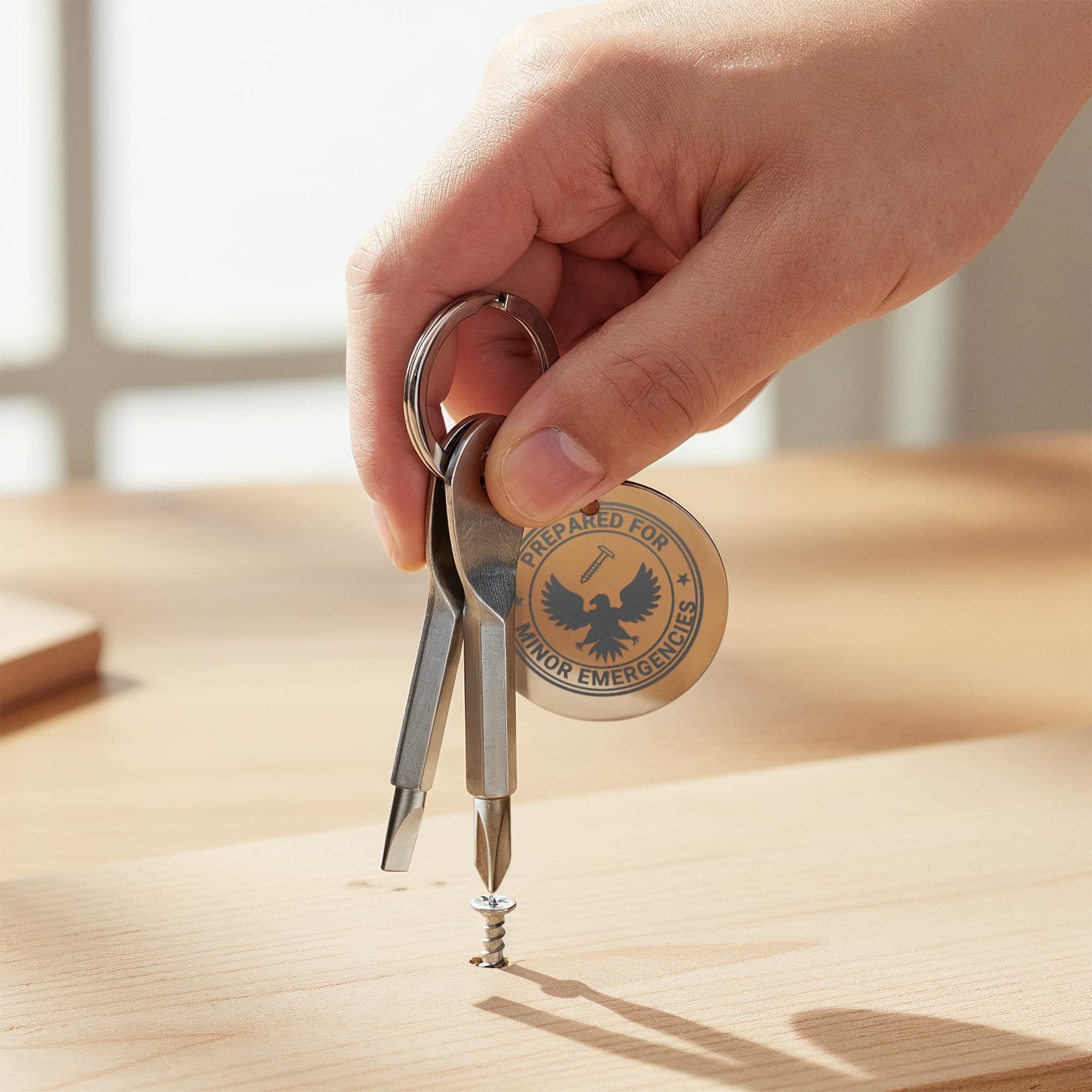 Prepared for Minor Emergencies Pocket Screwdriver Keychain