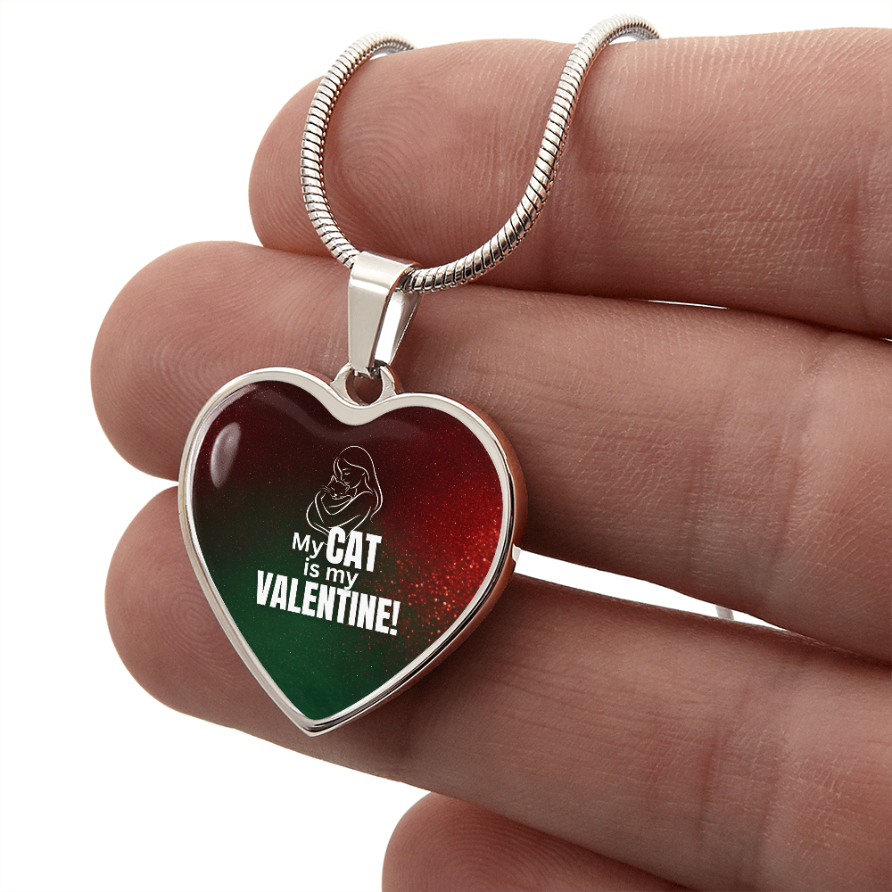 My Cat Is My Valentine – Heart Pendant Necklace