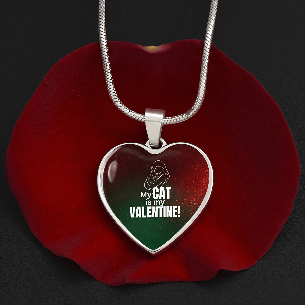 My Cat Is My Valentine – Heart Pendant Necklace