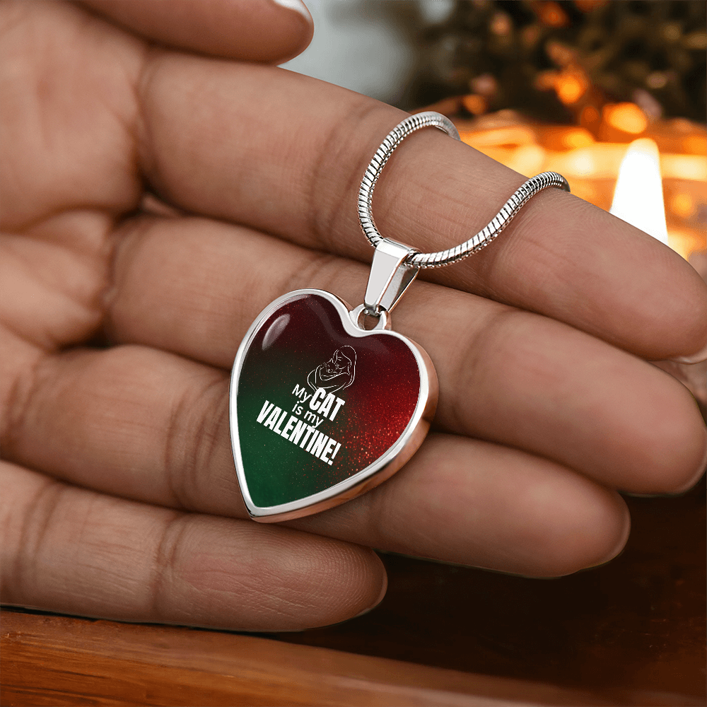 My Cat Is My Valentine – Heart Pendant Necklace