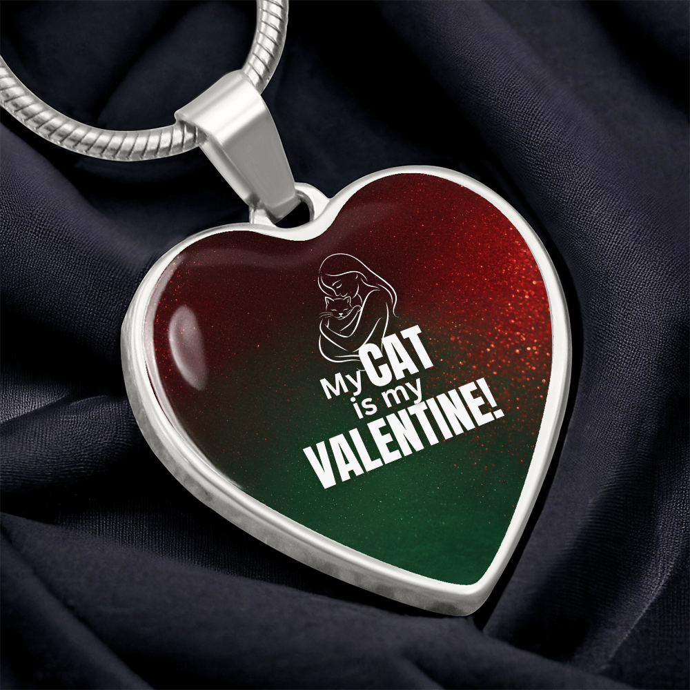 My Cat Is My Valentine – Heart Pendant Necklace