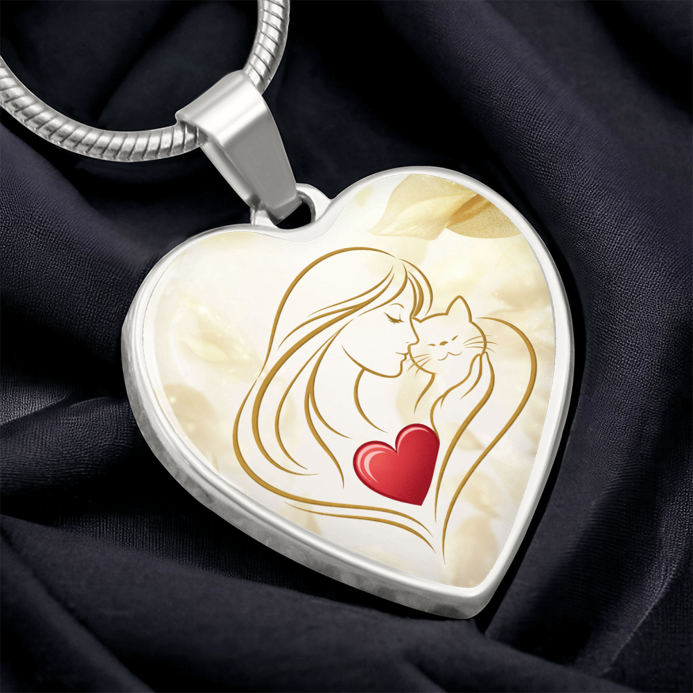Feline Valentine Heart Necklace – Cat Love Keepsake