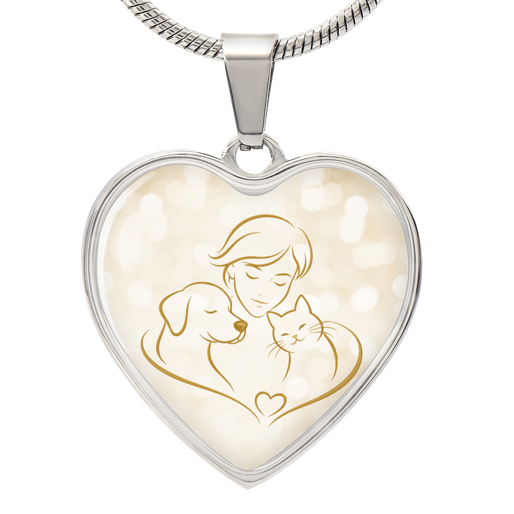 Pet Love Valentine Heart Necklace – Dog, Cat & Human Bond