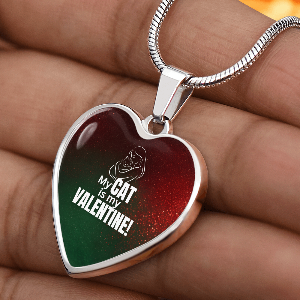 My Cat Is My Valentine – Heart Pendant Necklace