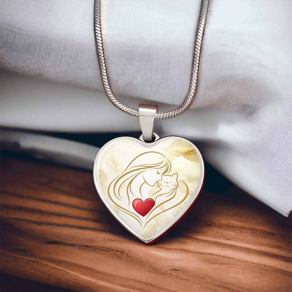 Feline Valentine Heart Necklace – Cat Love Keepsake