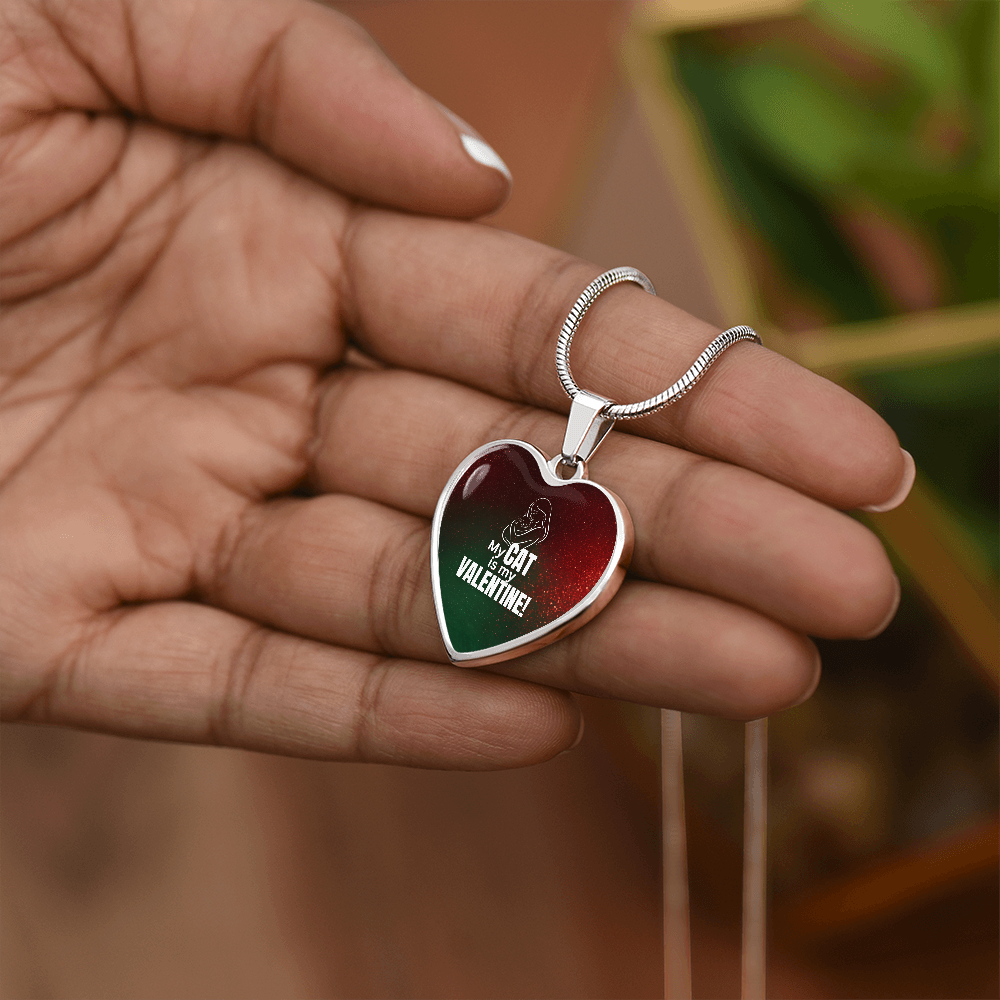 My Cat Is My Valentine – Heart Pendant Necklace