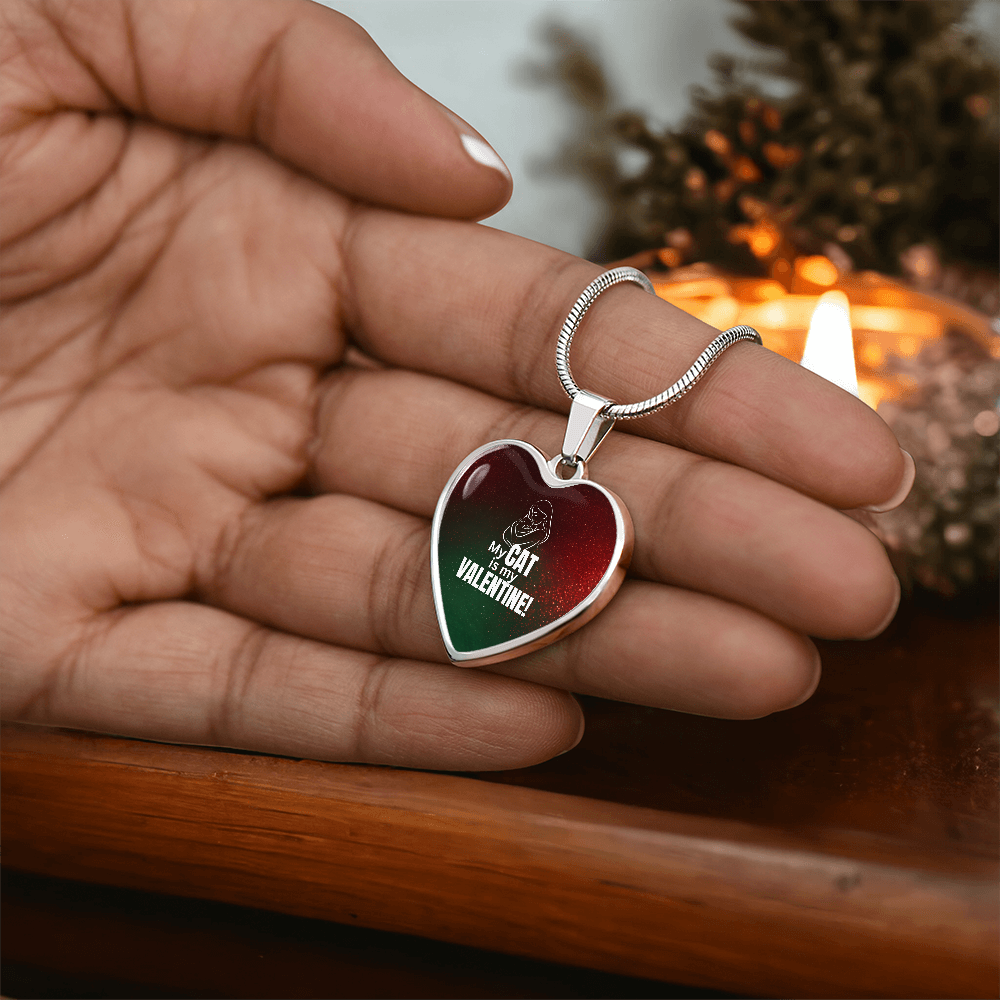 My Cat Is My Valentine – Heart Pendant Necklace