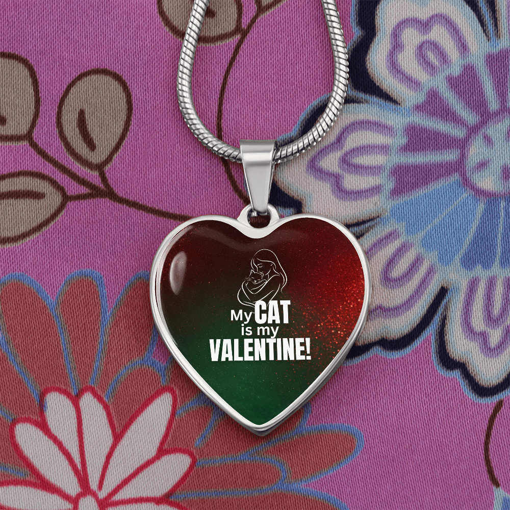 My Cat Is My Valentine – Heart Pendant Necklace