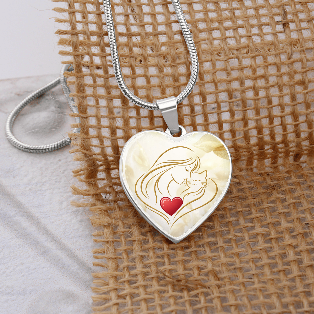 Feline Valentine Heart Necklace – Cat Love Keepsake