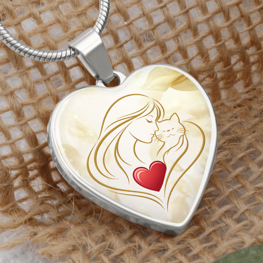 Feline Valentine Heart Necklace – Cat Love Keepsake