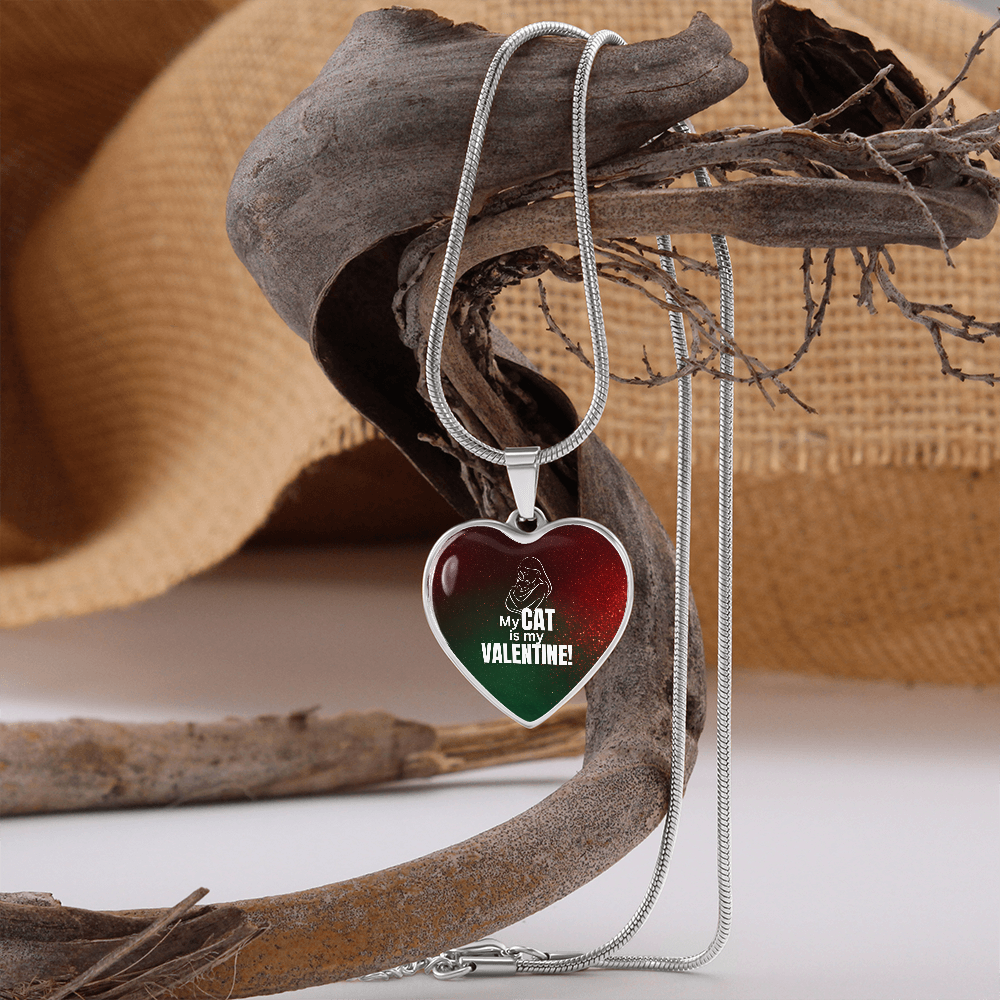 My Cat Is My Valentine – Heart Pendant Necklace