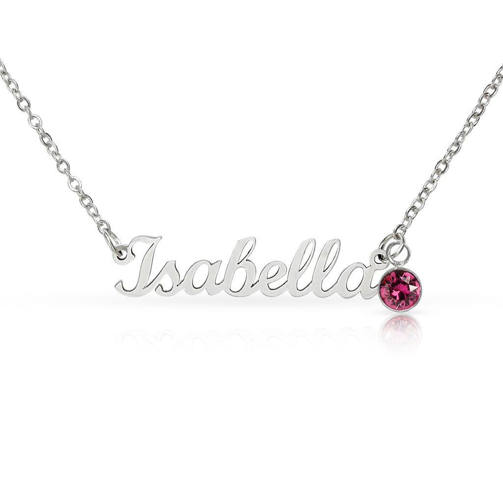 Custom Name Necklace with Birthstone | Personalized Cursive Jewelry