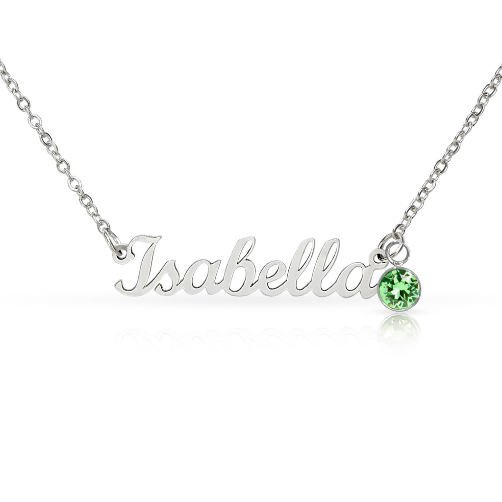 Custom Name Necklace with Birthstone | Personalized Cursive Jewelry