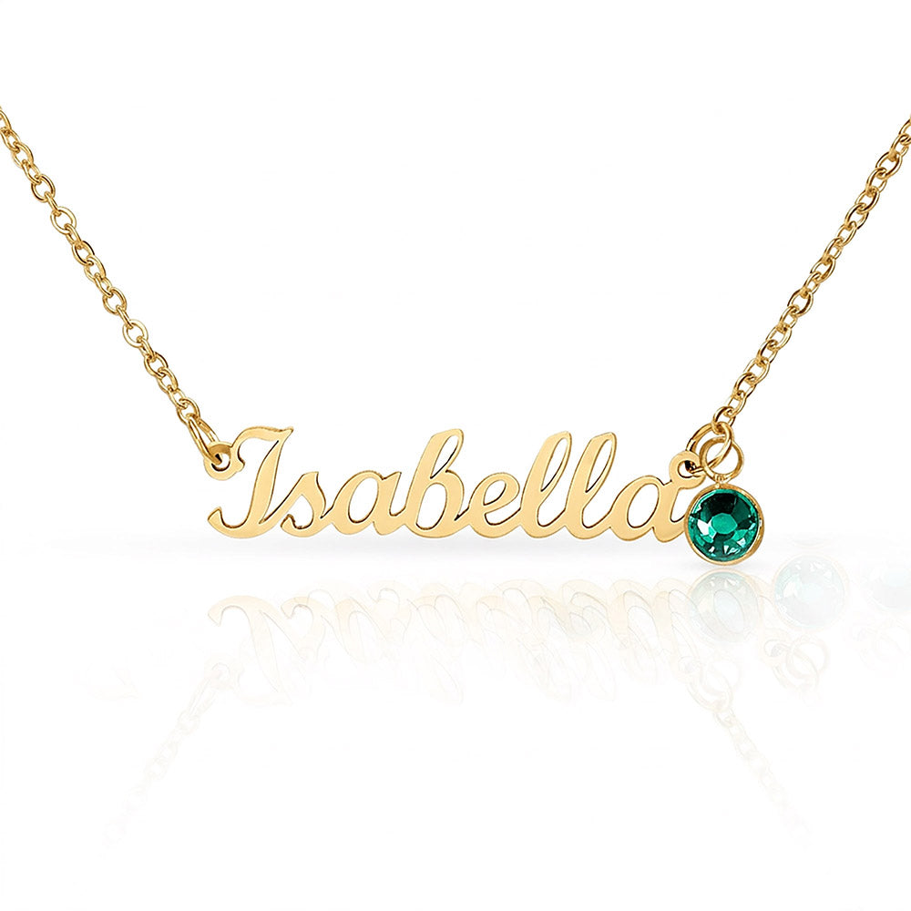 Custom Name Necklace with Birthstone | Personalized Cursive Jewelry