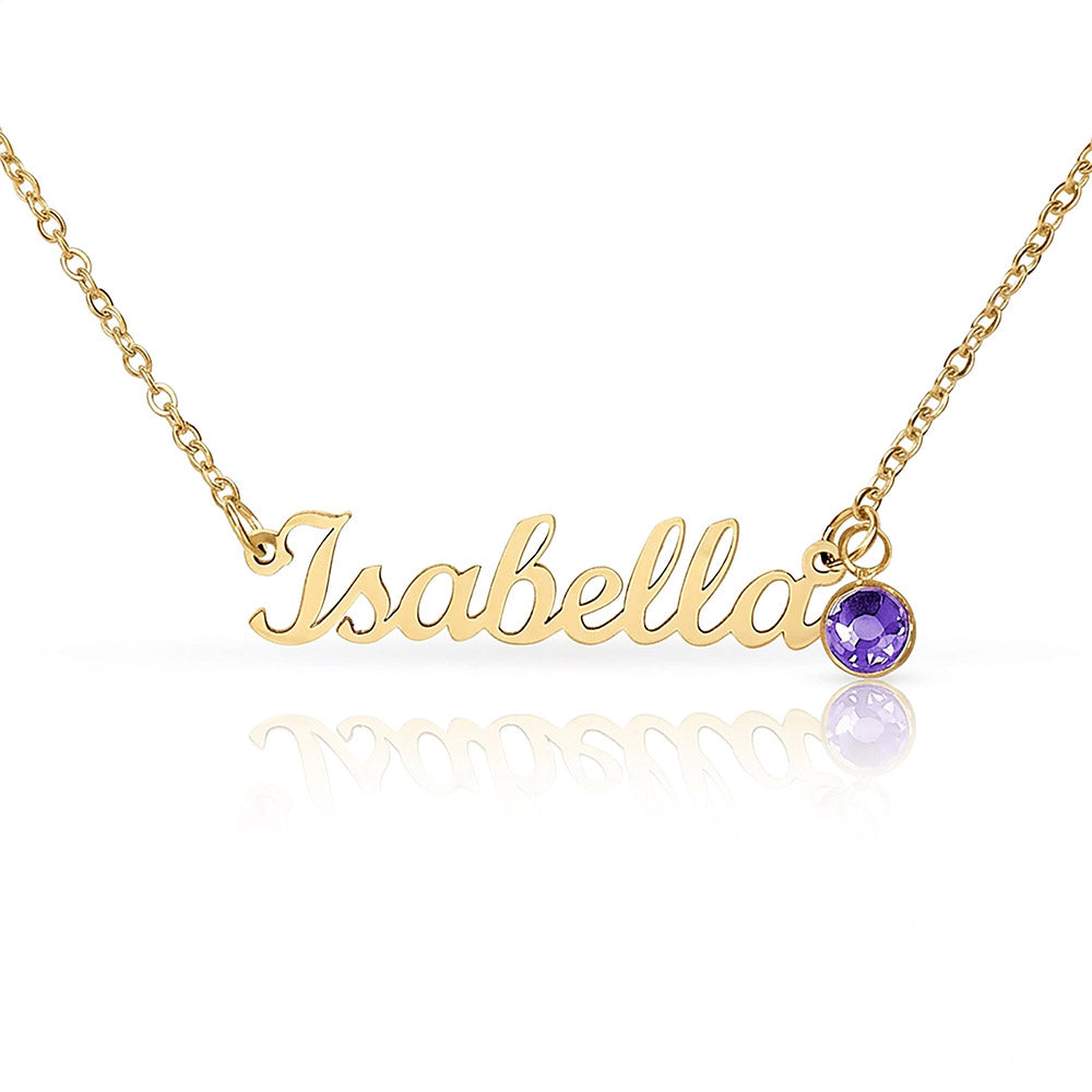 Custom Name Necklace with Birthstone | Personalized Cursive Jewelry