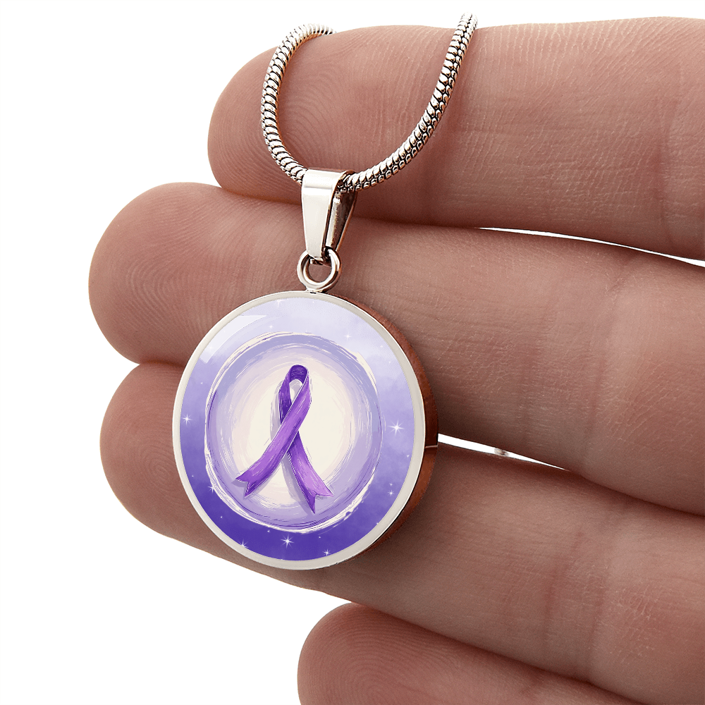 Watercolor Purple Ribbon Pendant Necklace