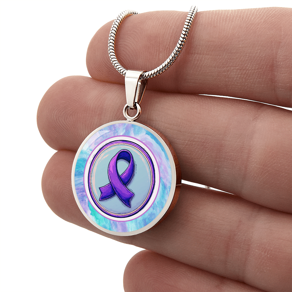 Purple Ribbon on Watercolor Necklace