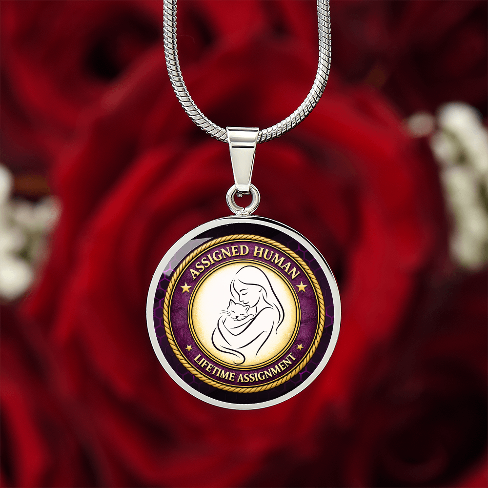 Assigned Human – Lifetime Assignment Necklace | Cat Lover Parody Pendant