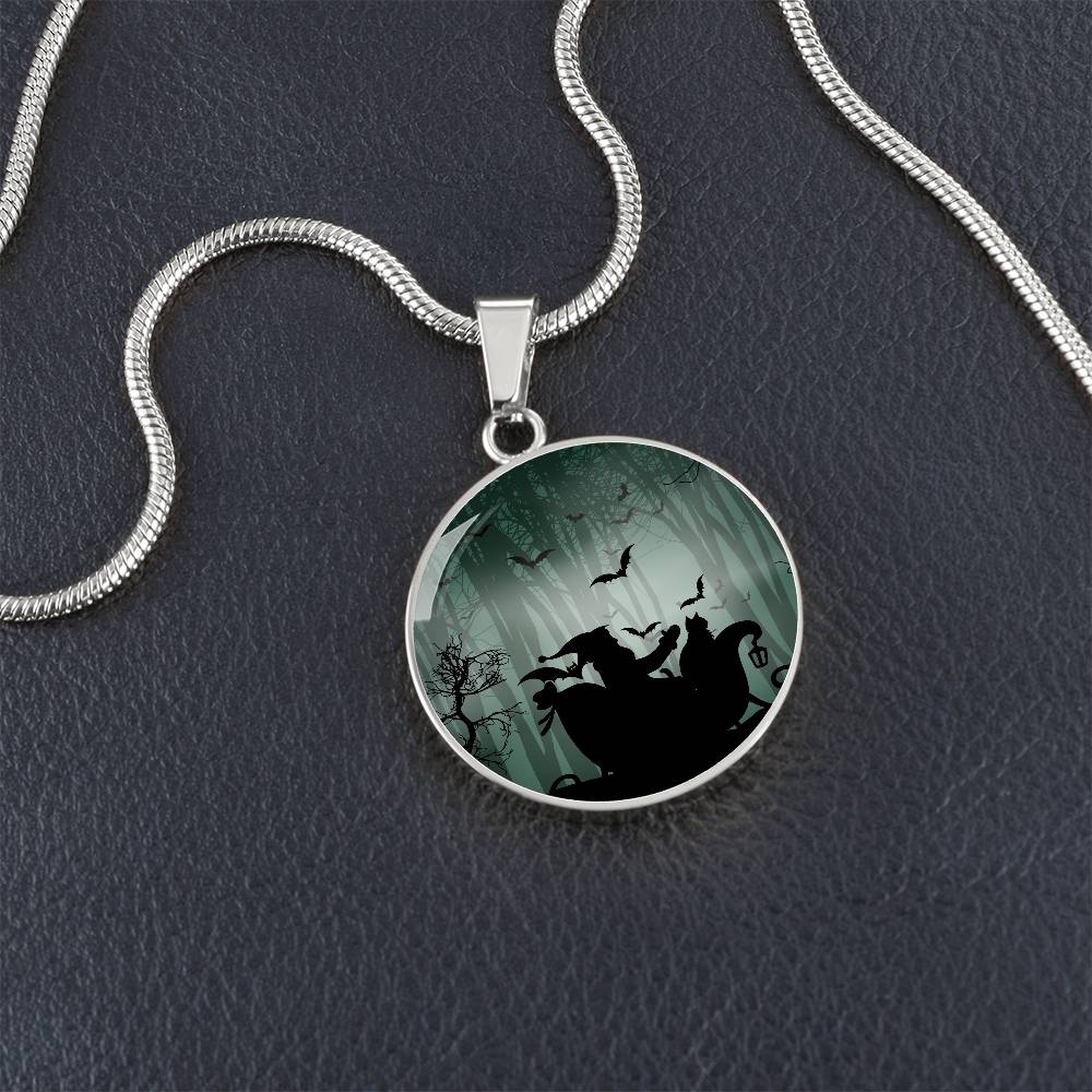 Santa & Cat at Halloween Necklace