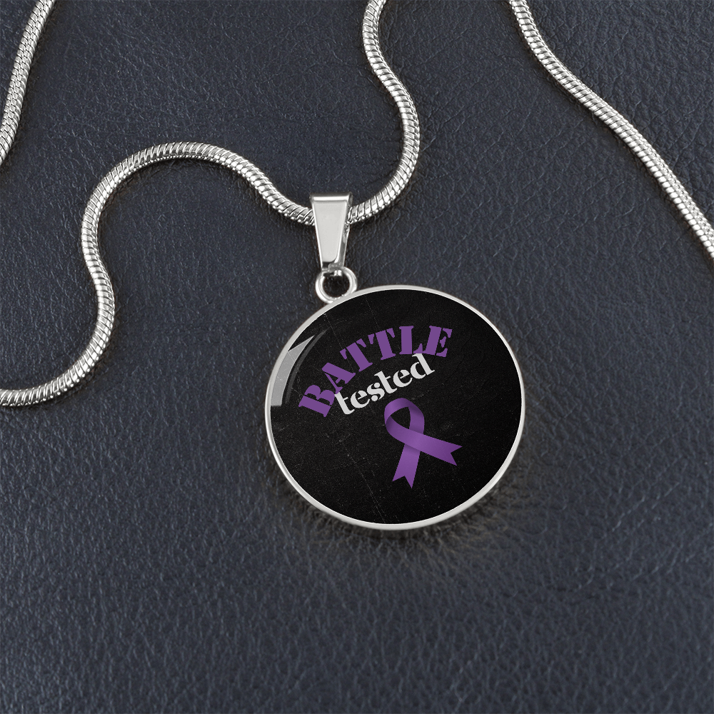 Battle Tested Epilepsy Awareness Circle Pendant Necklace