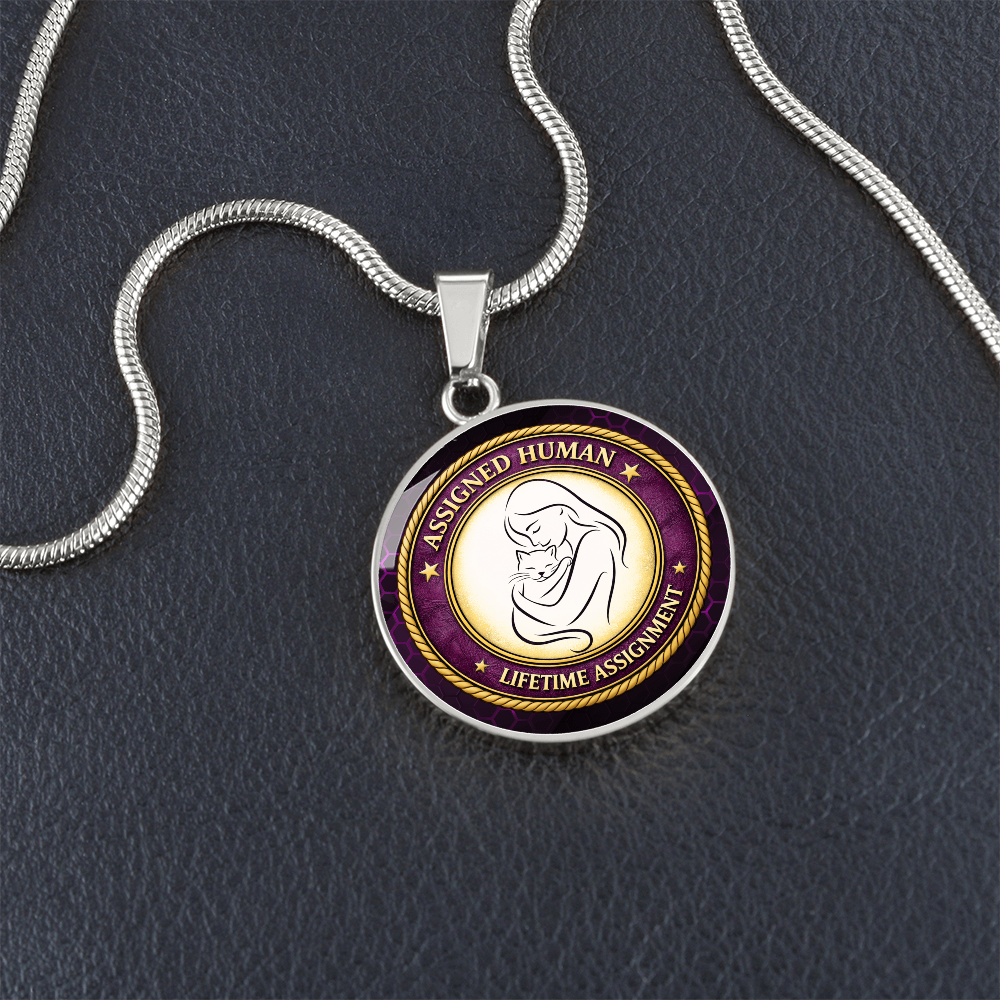 Assigned Human – Lifetime Assignment Necklace | Cat Lover Parody Pendant