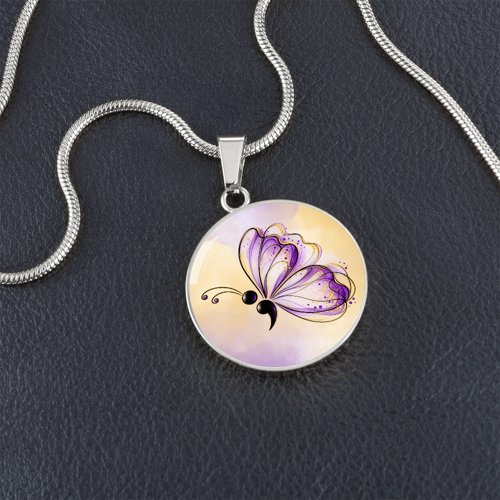 Your Story Isn't Over Semicolon Butterfly Necklace | Suicide Prevention Awareness Jewelry