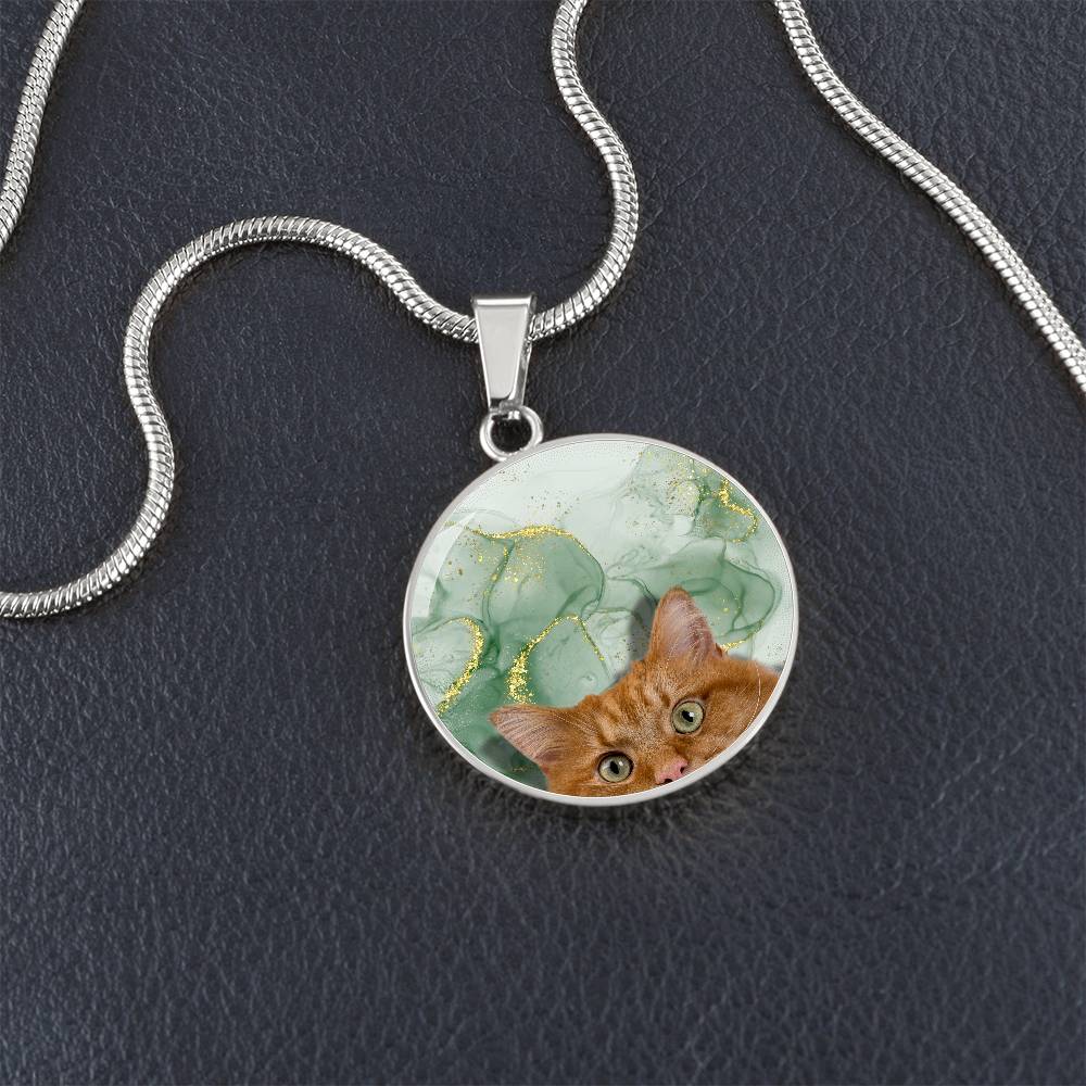 Peeking Orange Tabby Necklace