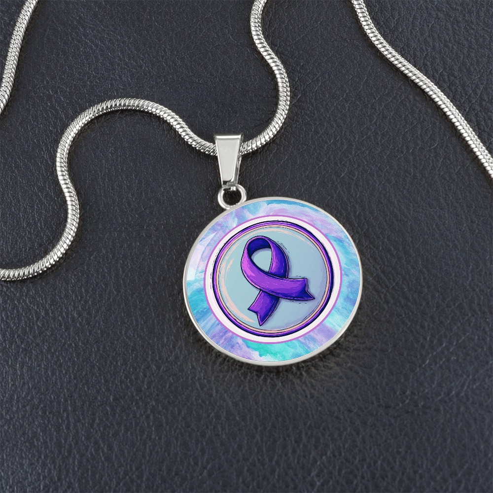 Purple Ribbon on Watercolor Necklace